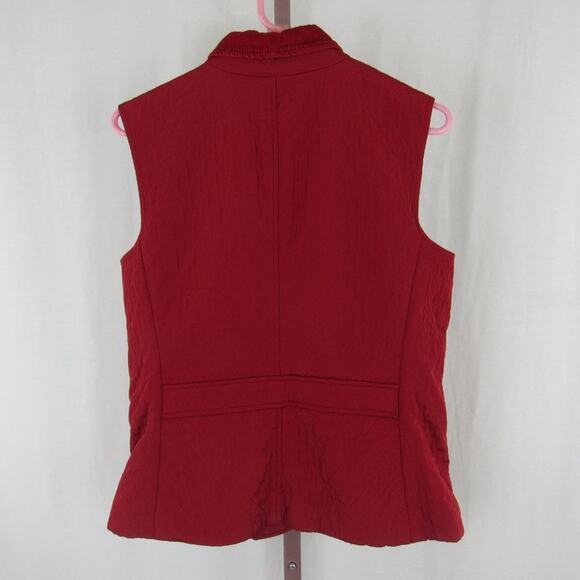 Talbots Small Red Quilted Collared Button Up Vest Spring Layering Piece - Picture 2 of 3